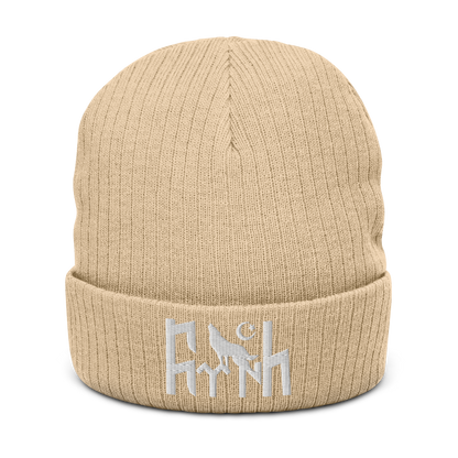Ribbed knitted hat "Göktürk Wolf"