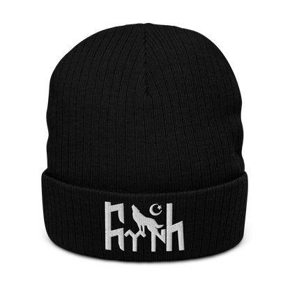 Ribbed knitted hat "Göktürk Wolf"