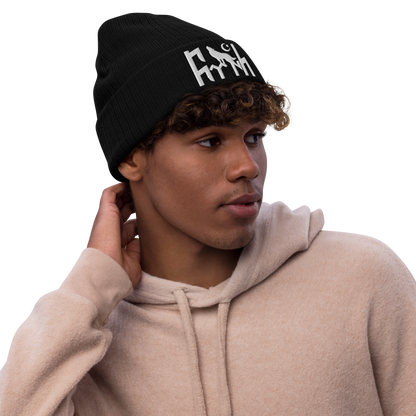 Ribbed knitted hat "Göktürk Wolf"