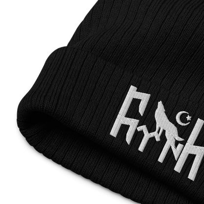 Ribbed knitted hat "Göktürk Wolf"