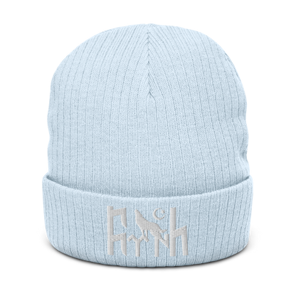 Ribbed knitted hat "Göktürk Wolf"