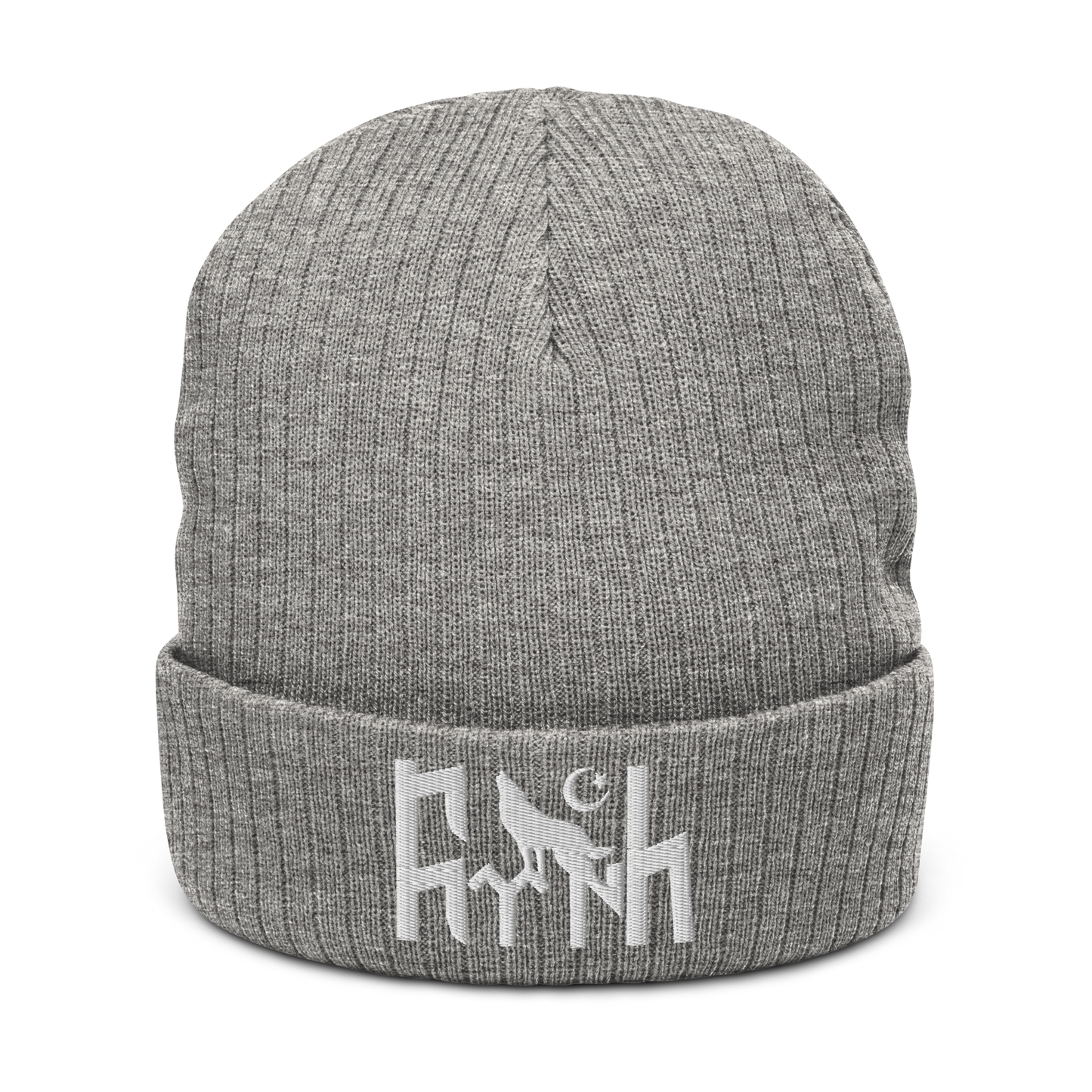 Ribbed knitted hat "Göktürk Wolf"