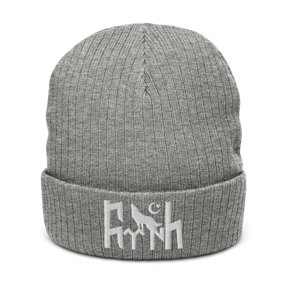 Ribbed knitted hat "Göktürk Wolf"