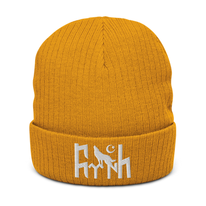 Ribbed knitted hat "Göktürk Wolf"