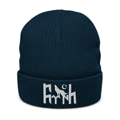 Ribbed knitted hat "Göktürk Wolf"