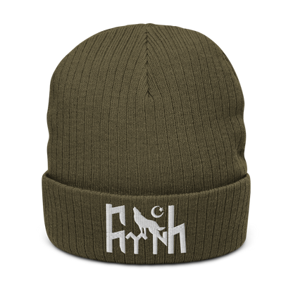 Ribbed knitted hat "Göktürk Wolf"